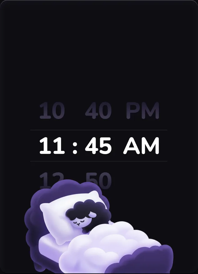 Sleeping sheep with an 11:45 AM bedtime