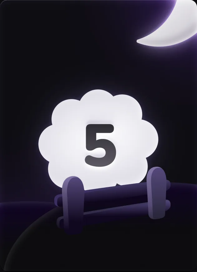 A glowing sheep showing a 5-night sleep streak